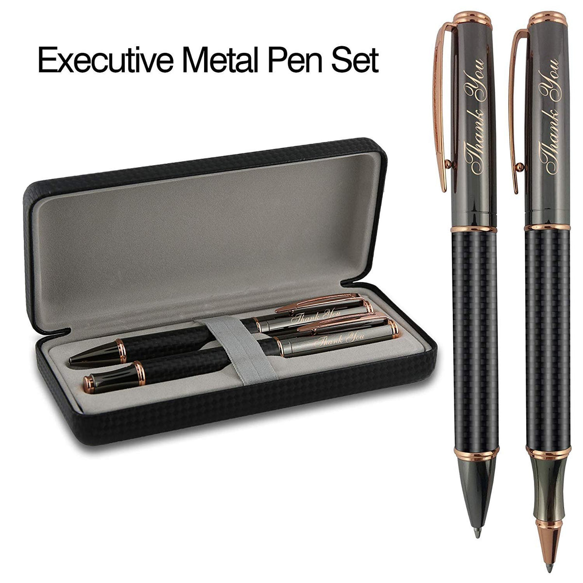 Executive Black Ballpoint and Roller Ball Pen Set