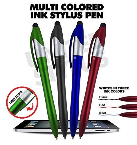 Stylus Ballpoint Pen with Highlighter Tips, 3 in 1 Combo Stylus for  Touchscreens, Highlighter and Writing Pen, Bright Highlighter Colors, Black